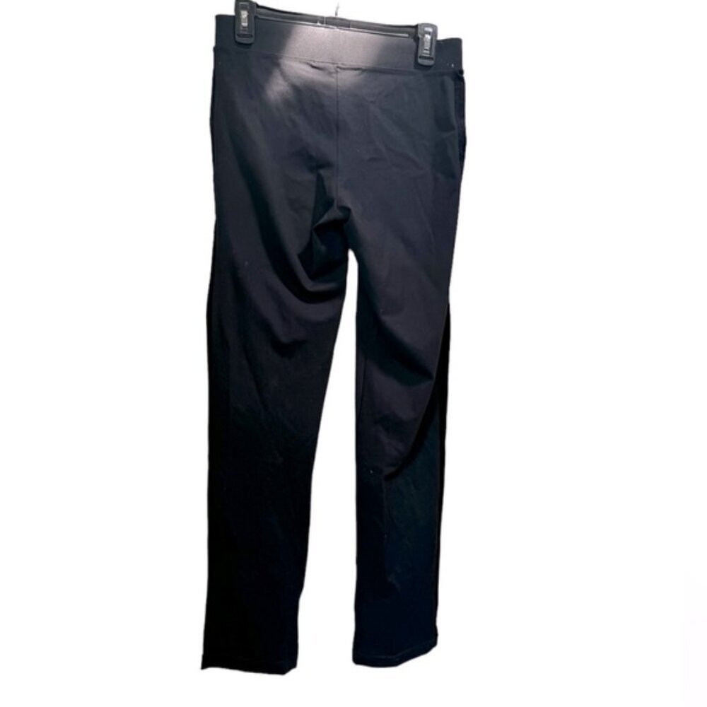 Hue Ponte Velvet Tuxedo Stripe Pants Pull On Slimming Straight Leg Minimalist M - Picture 2 of 10